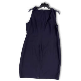 Womens Gray Sleeveless Round Neck Back Zip & Slit Sheath Dress Size 16 alternative image