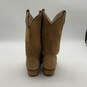Womens Tan Suede Pointed Toe Mid Calf Cowgirl Western Boots Size 7M image number 2