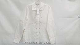 Derek Lam 10 Crosby Women's White Long Sleeve Collar Blouse Top Size 2