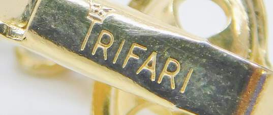 VNTG Crown Trifari Gold Tone Clip-On Chain Tassel Drop Dangle Earrings 12.1g image number 4