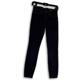 Womens Blue Dark Wash Pockets Stretch Toothpick Denim Skinny Jeans Size 25