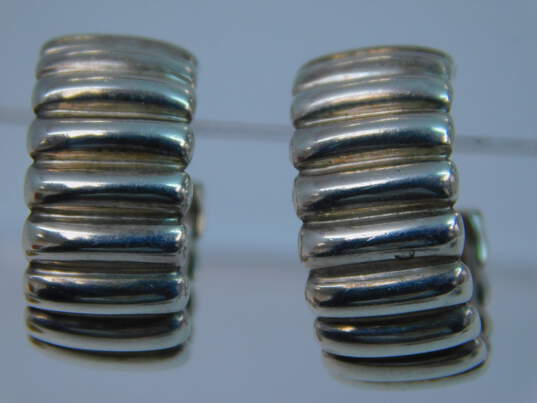 John Hardy 925 Sterling Silver Chunky Ridged Demi Hoop Earrings 11.0g image number 1