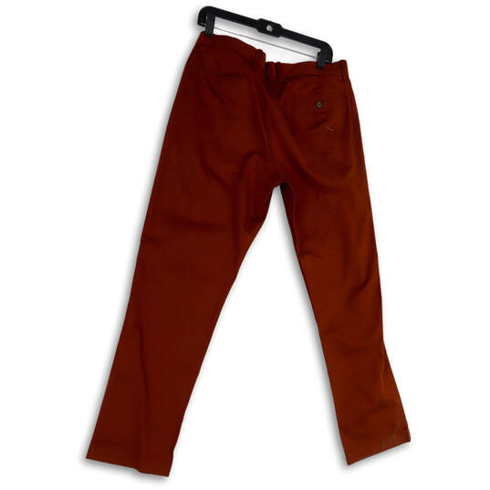 NWT Mens Brown Flat Front Straight Leg Slash Pocket Chino Pants Size 34x32 image number 2