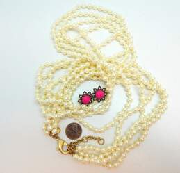 J. Crew Designer Icy Flower Stud Earrings & Faux Pearl Necklace 66.2g alternative image