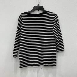 Womens Black White Striped 3/4 Sleeve Pullover Blouse Top Shirt Size M alternative image