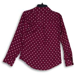 NWT Express Womens Red Polka Dot Spread Collar Long Sleeve Button-Up Shirt Sz XS alternative image
