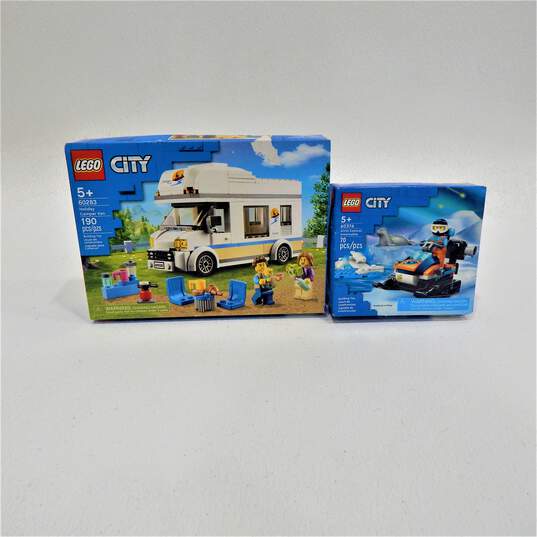LEGO City Factory Sealed 60283 Holiday Camper Van & 60376 Arctic Explorer Snowmobile image number 1
