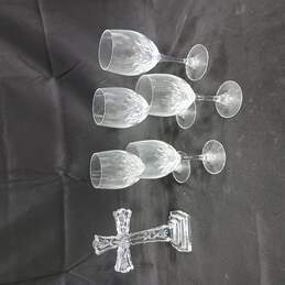 Set of Five Communion Glasses & Oleg Cassini Iridescent Display Cross