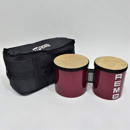 Remo Brand Red Pre-Tuned Bongo Drums w/ Soft Carrying Case