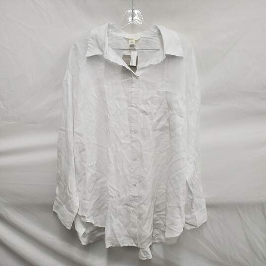 NWT H&M Natural Linen WM's Long Sleeve White Shirt Size XL image number 1