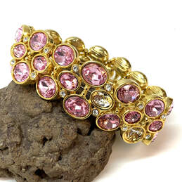 Designer Joan Rivers Gold-Tone Citrine Stone Stretchable Bangle Bracelet