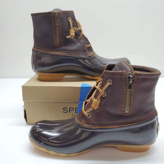 Sperry Saltwater Tan Waterproof Rain Boots Women's Size 8N With BOX image number 1