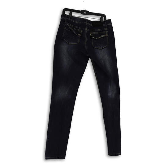 Womens Black Denim Dark Wash Pockets Stretch Skinny Leg Jeans Size 11/12 image number 2