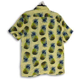NWT Mens Yellow Blue Pineapple Print Short Sleeve Button-Up Shirt Size M alternative image