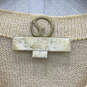 Womens Beige Knit Short Sleeve V-Neck Button Front Cardigan Sweater Size 8 image number 3