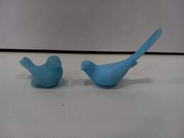 Vintage Fenton Blue Satin Glass Songbird & Bird of Happiness Figurines