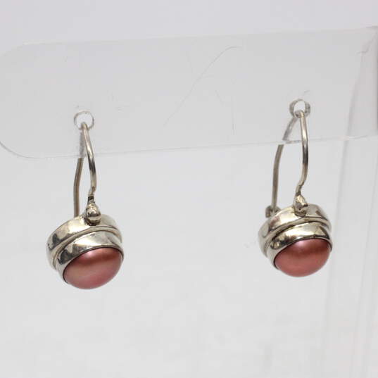 Sarda Signed Sterling Silver Pearl Earrings - 5.3g image number 1