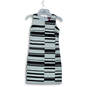 Womens White Black Striped Sleeveless Knee-Length Shift Dress Size Size 00P image number 1