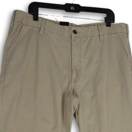 NWT Womens Tan Flat Front Slash Pocket Straight Leg Chino Pants Size 38X30 image number 3