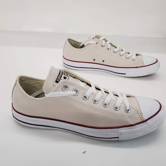 Converse Chuck Taylor Ox Unisex Off-White Leather Low Sneakers Size 8.5 Men's | 10.5 Women's image number 3