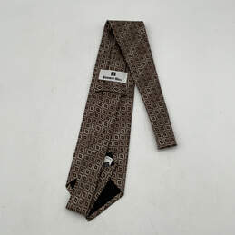 NWT Mens Brown Gold Diamond Print Silk Keeper Loop Pointed Necktie Size XL alternative image