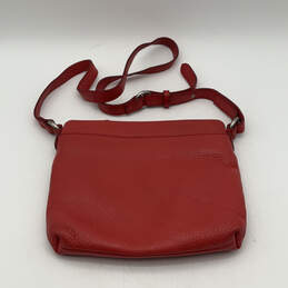 Womens Orange Leather Zipper Outer Pockets Adjustable Strap Crossbody Bag alternative image