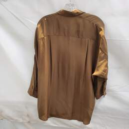 Vince Brown Silk Button Up Shirt Size M alternative image