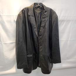 City Jones New York Black Genuine Leather Button Up Jacket Size 48L
