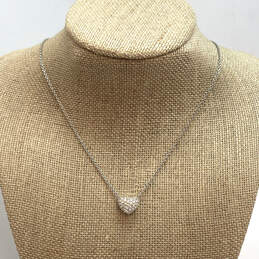 Designer Swarovski Silver-Tone Crystal Cut Stone Heart Pendant Necklace