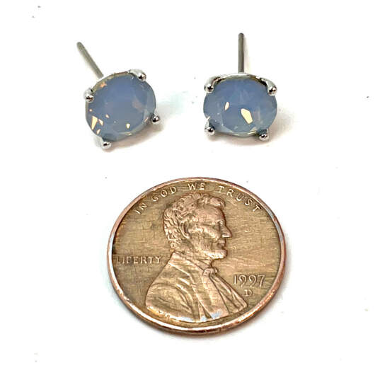 Designer Stella & Dot Stella Silver-Tone Blue Crystal Stone Stud Earrings image number 2