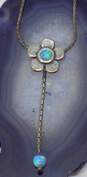 Didae Israel 925 Sterling Silver Opal Flower Pendant Necklace 3.6g image number 4