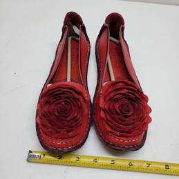 L’Artiste Loafer Shoes Womens size 37 Red Dezi Rosette Spring Step Leather