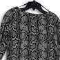 Womens Black Snake Print Long Sleeve Round Neck Shift Dress Size Small image number 4