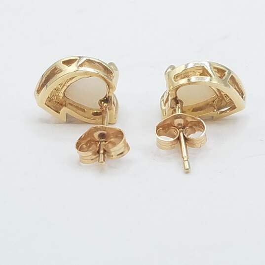 EMA 14K Gold Diamond & Opal Heart Post Earrings 2.1g image number 5