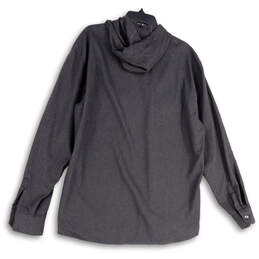 NWT Mens Black Long Sleeve Flap Pocket Hooded Button Front Jacket Size 3XL alternative image