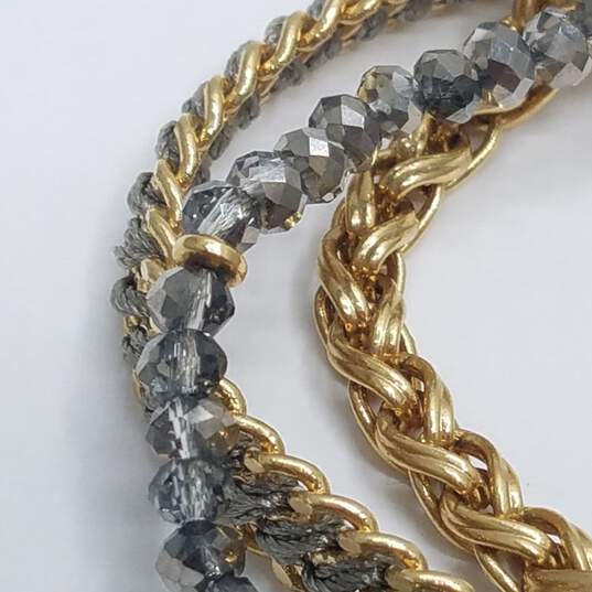 Henri Bendel Gold Tone Crystal 3-Strand Charm 6.5" Bracelet W/C.O.A 24.7g image number 3