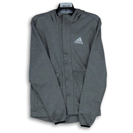 Mens Gray Climawarm Long Sleeve Pockets Graphic Full-Zip Hoodie Size Small image number 1