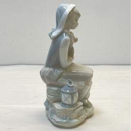 Lladro Porcelain Figurine Sitting By Lantern Girl and Puppy Ceramic Art alternative image