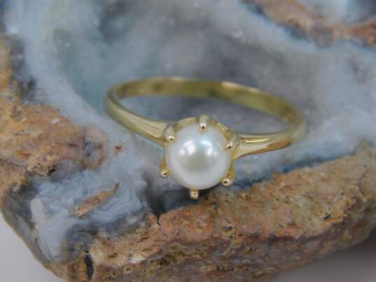 14K Yellow Gold Pearl Solitaire Ring 2.4g image number 1