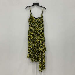 Womens Yellow Black Lemon Print Sleeveless Spaghetti Strap Shift Dress Sz M alternative image