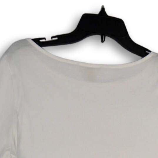 Womens White Short Sleeve Round Neck Pullover Blouse Top Size Large image number 3