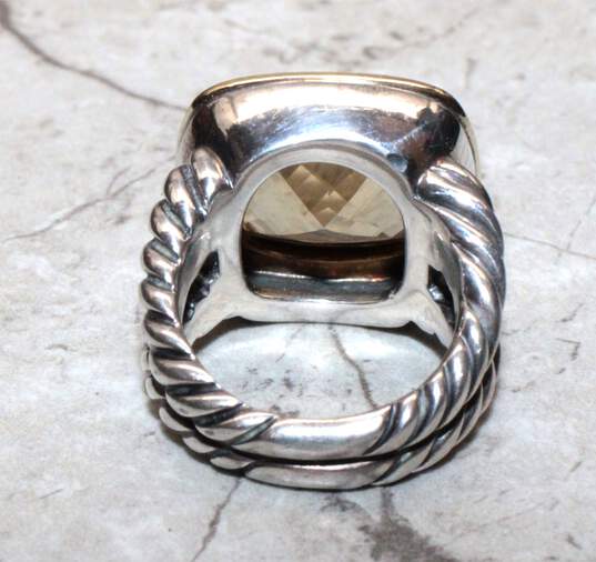 David Yurman Signed Sterling Silver 18K Yellow Gold Accent Citrine Ring Size 5.75 - 17.9g image number 4