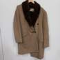 Mens Beige Long Sleeve Faux Fur Shawl Collar One-Button Blazer Size 38 image number 1