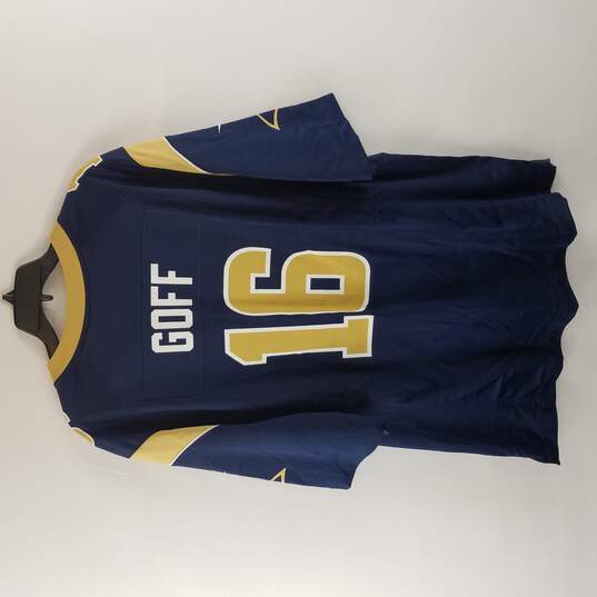 Nike Mens Blue NFL Short Sleeve Athletic Shirt Super Bowl Jersey Rams Goff #16 XXL image number 2