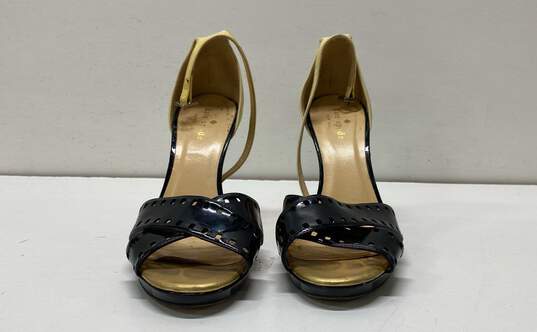 Kate Spade Patent Leather Color Block Ankle Strap Sandal Pump Heels Shoes 8 B image number 2