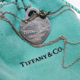 Tiffany & Co. Sterling Silver Heart Tag Pendant 16" Chain Necklace