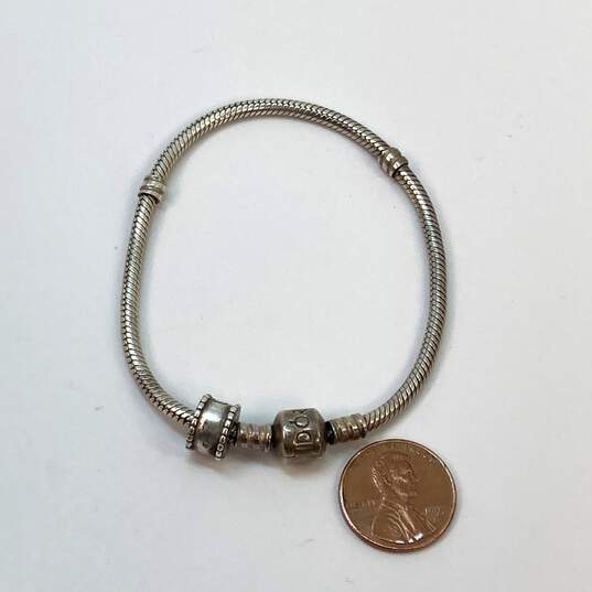 Designer Pandora 925 Sterling Silver Barrel Clasp Snake Chain Charm Bracelet image number 4