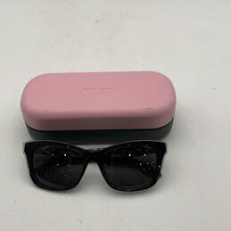 Womens 0S30 Polarized Lens Black Full Rim Cat Eye Sunglasses With Case