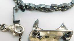 Artisan 925 Topaz Marcasite Pendant Necklace, Bracelet, Judith Jack Brooch 27.4g alternative image