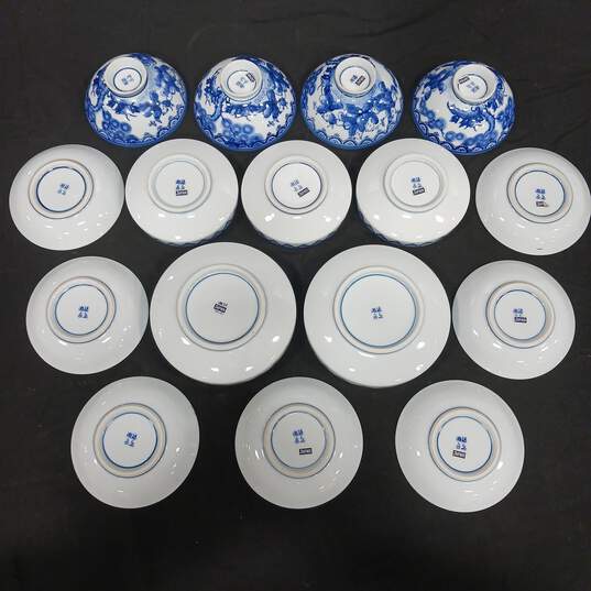 14-Piece Blue and White Japanese Dinnerware Set image number 3
